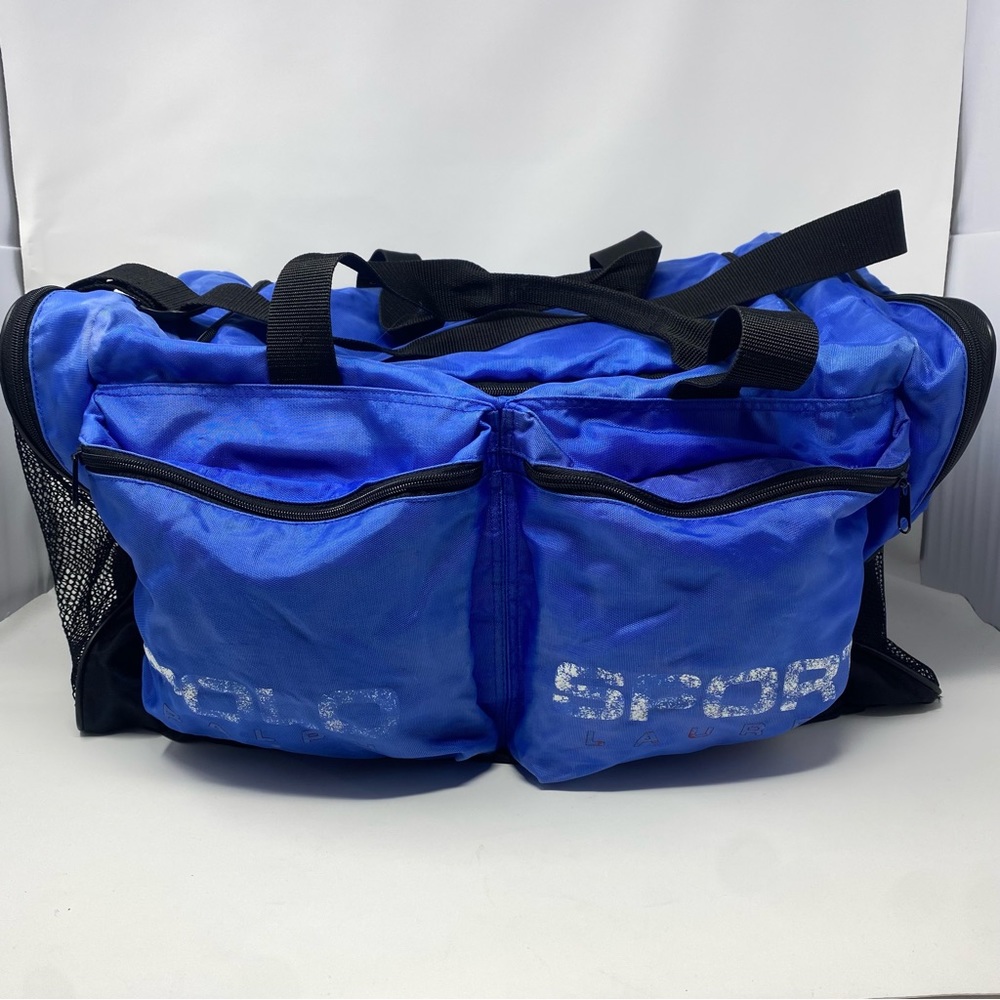 Vintage POLO SPORT Ralph Lauren Spell Out USA RL Flag Duffle Gym Bag 90s